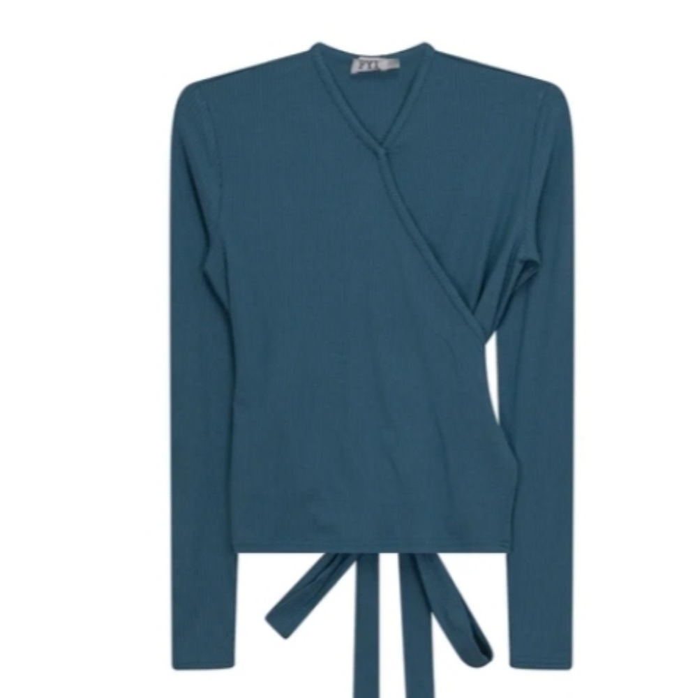 V-NECK WRAP TOP - MARINE